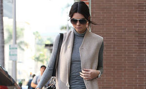 OOTD: Kendall Jenner in beige gilet