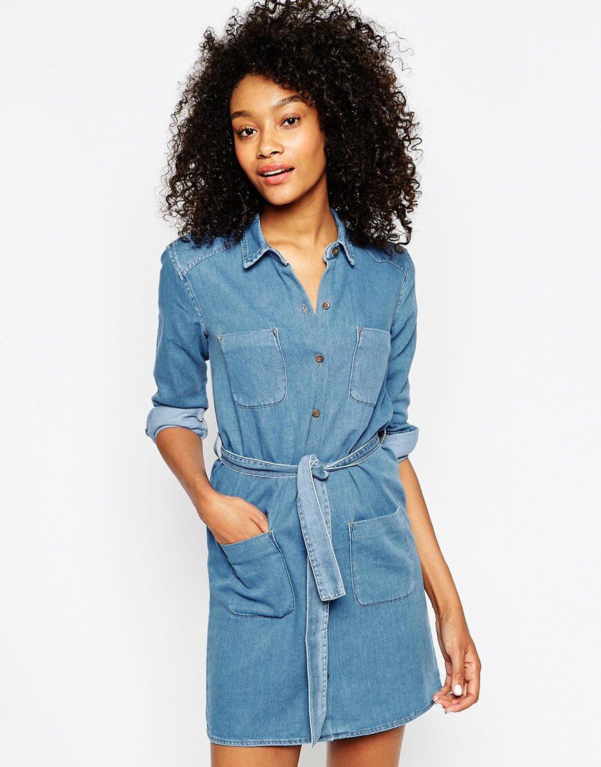 Denim Belted Shirt Dress