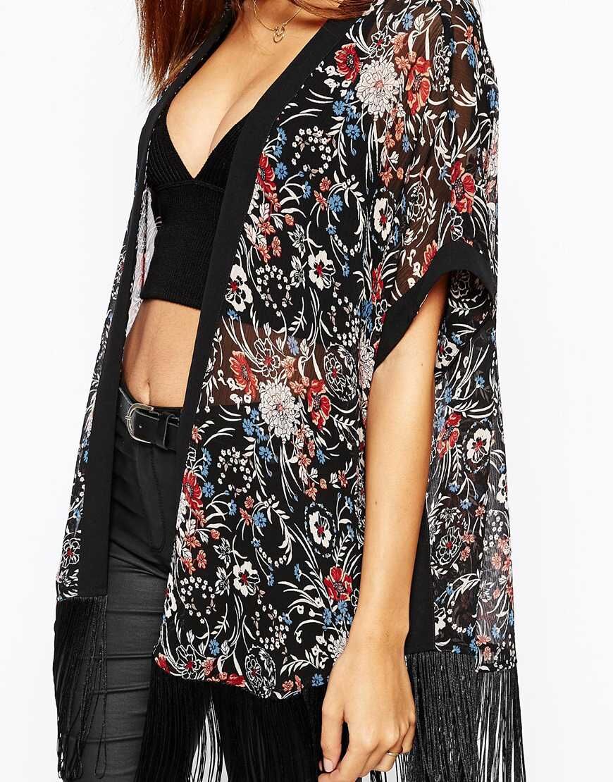 Warehouse Paisley Fringed Kimono