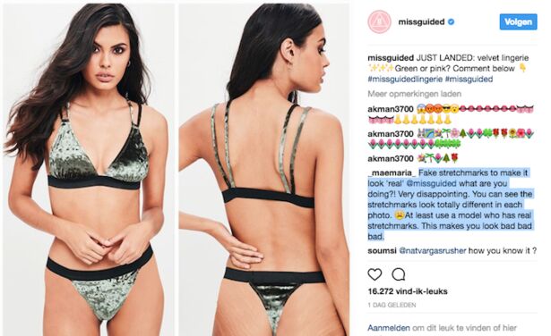 'Missguided photoshopt expres striae op modellen voor marketingdoeleinden'