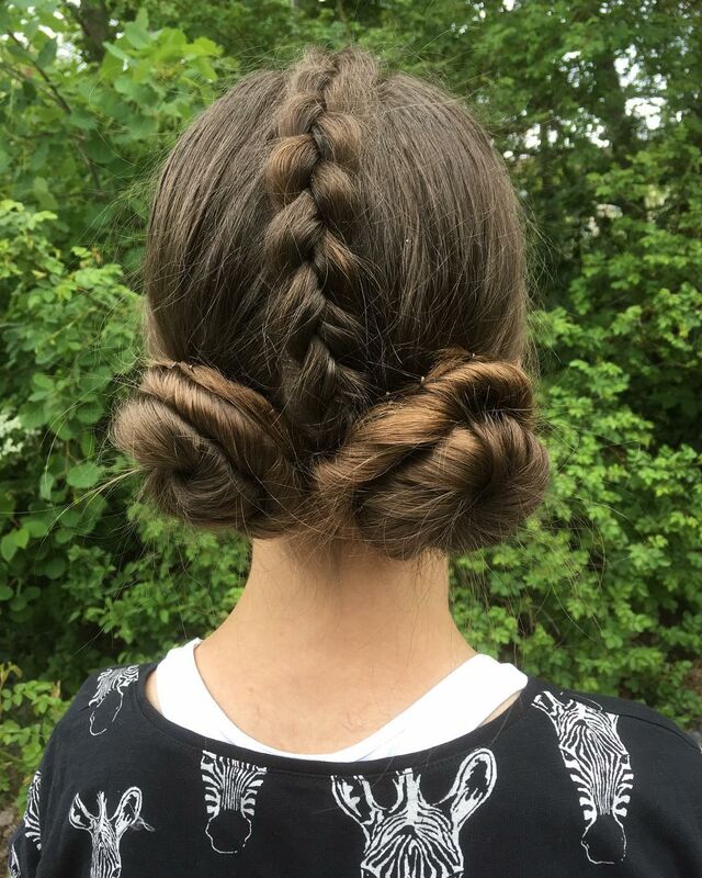 macaron buns with braids