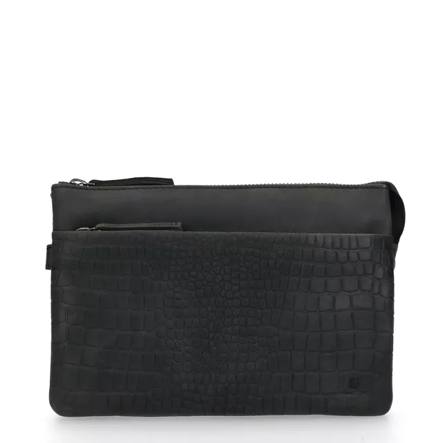 zwarte leren clutch