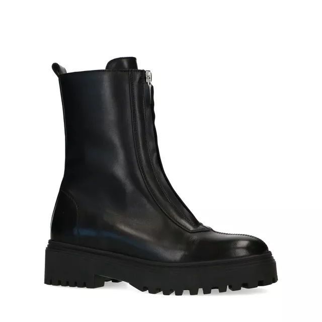 zwarte leren boots rits 