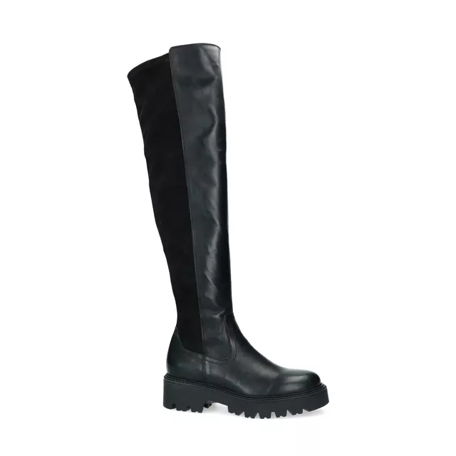 zwarte leren overknee boots manfield