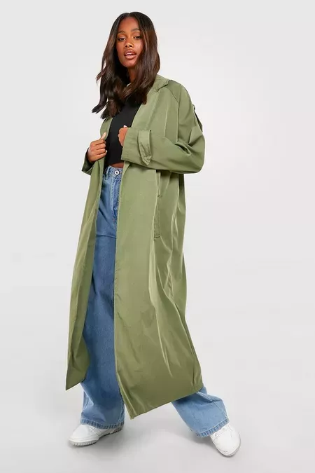 groene baggy trenchcoat boohoo