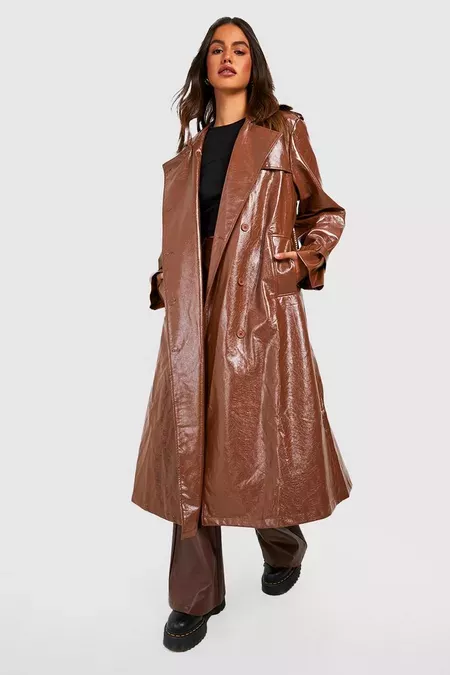 trenchcoat bruin boohoo