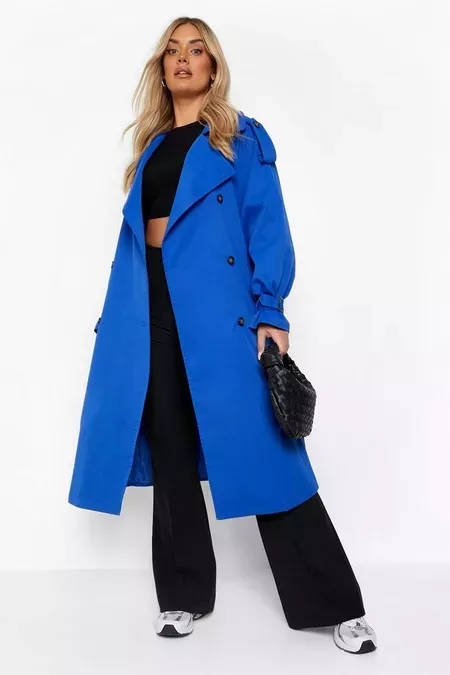 trenchcoat blauw boohoo