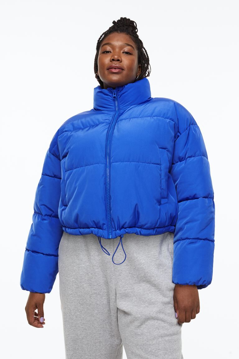 korte puffer blauw 